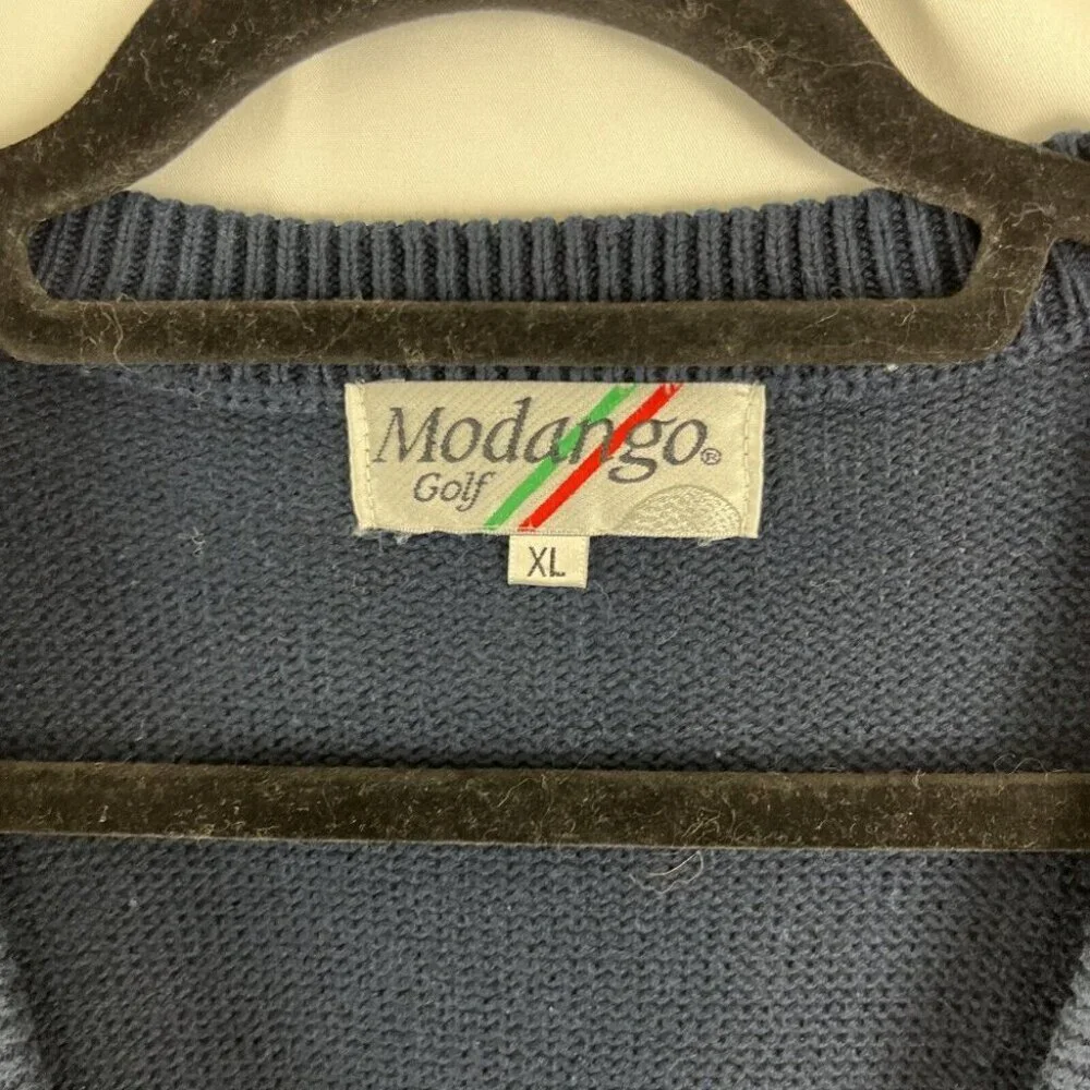 Modango Vintage 90s Cotton Golf Cardigan Sweater Mens Size XL - Picture 3 of 10